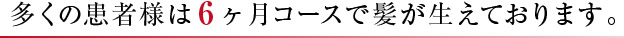 多くの患者様は6ヶ月コースで髪が生えております